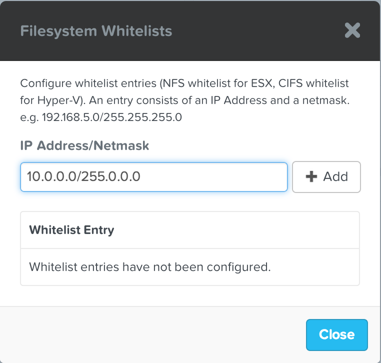 Nutanix - Filesystem whitelist