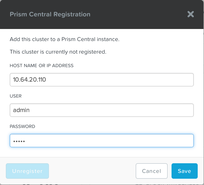 Prism Central - Registration